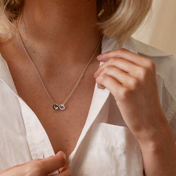 Strieborný náhrdelník s diamantom Nekonečno Diamond Amulets DP893