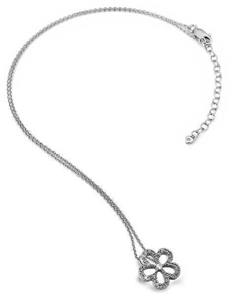 Stříbrný náhrdelník s pravým diamantem Daisy DP720 (řetízek, přívěsek)