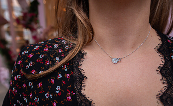 Silberne Halskette mit echtem Diamant Flora DP730