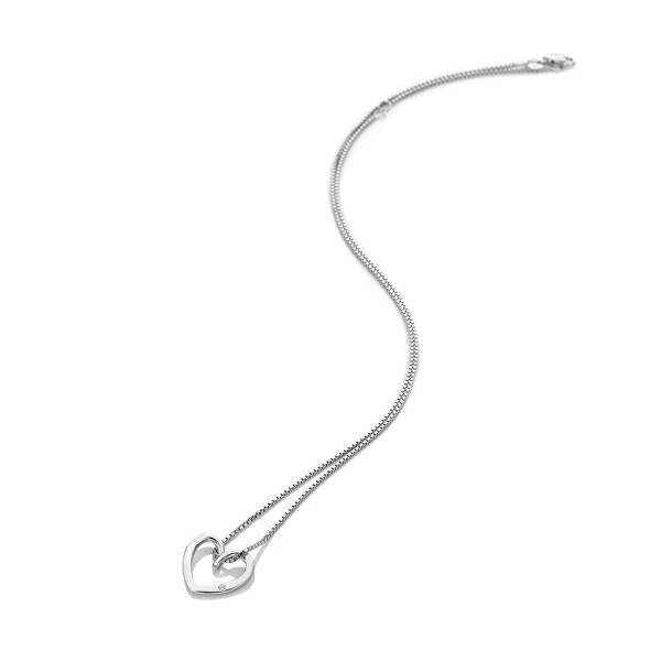 Stříbrný náhrdelník Srdce s diamantem Heart DP1089 (řetízek, přívěsek)