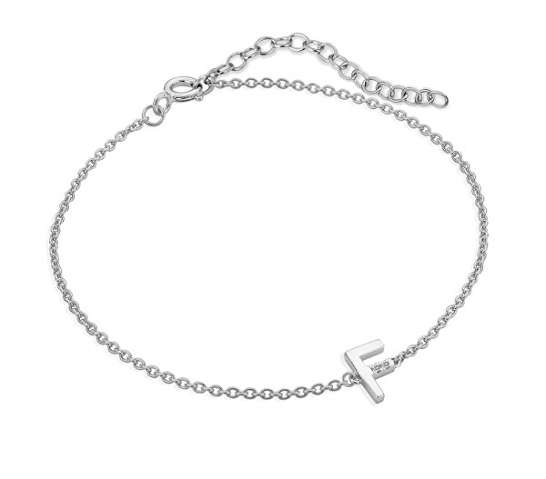 Silber Armband mit Diamanten Buchstabe „F“ DL617