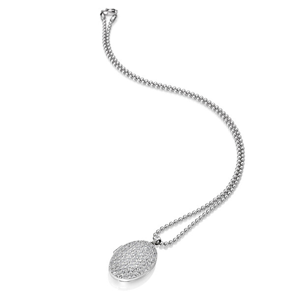 Stříbrný oválný náhrdelník s diamantem Memories Locket DP771