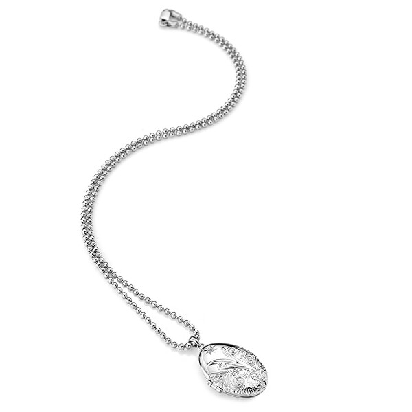 Strieborný oválny náhrdelník s diamantom Memories Locket DP773
