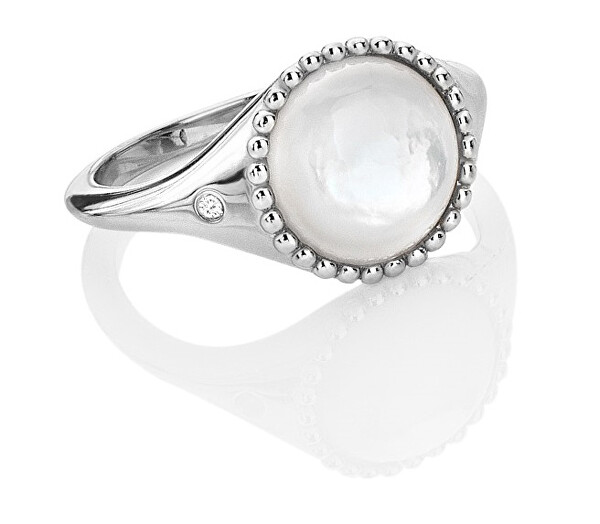 Stříbrný prsten s diamantem a perletí Most Loved DR258