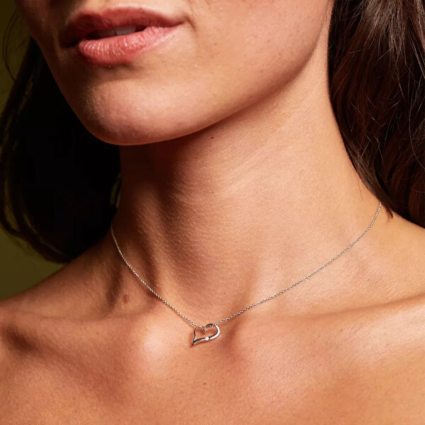 Stříbrný náhrdelník s diamantem Heart DP1086 (řetízek, přívěsek)