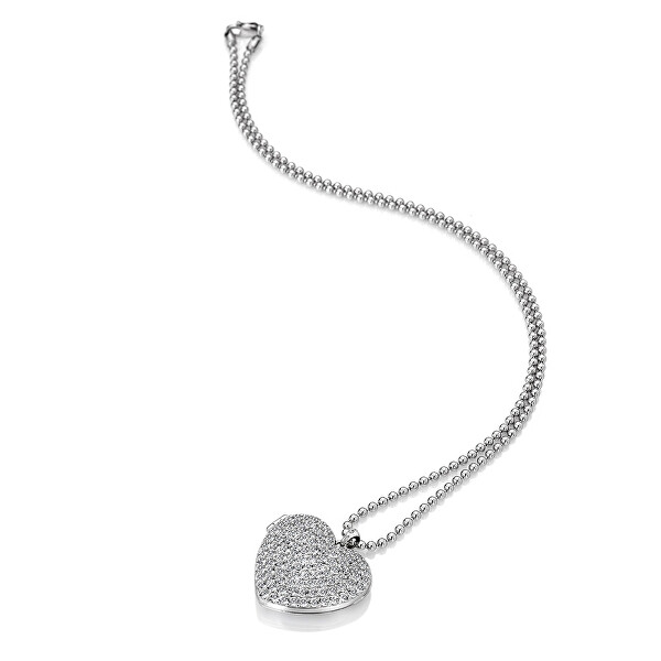 Strieborný srdiečkový náhrdelník s diamantom Memories Heart Locket DP770
