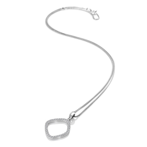 Třpytivý stříbrný náhrdelník s briliantem a topazy Behold DP830 (řetízek, přívěsek)