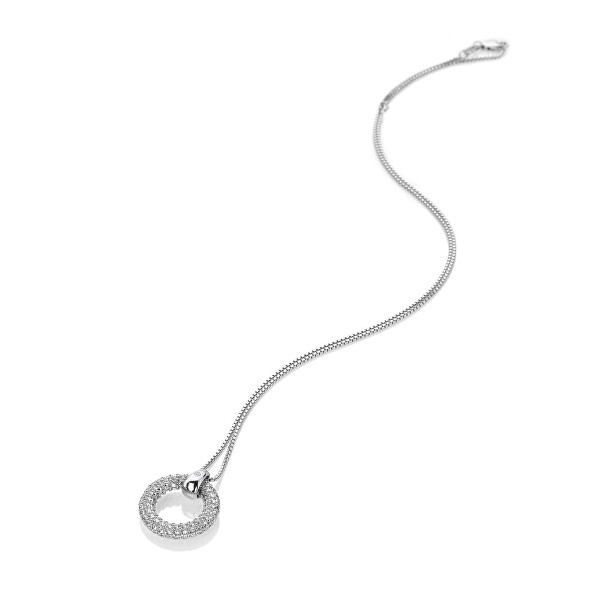 Csillogó ezüst nyaklánc gyémánttal és topázzal Forever DP901 (lánc, medál)