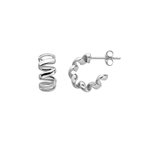 Designové stříbrné náušnice s diamanty Twist DE881