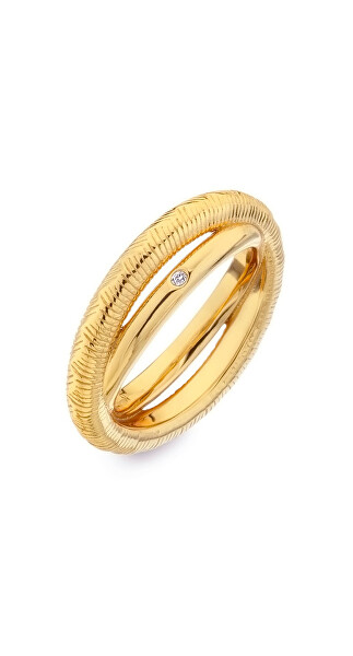 Doppio anello placcato oro con diamante Jac Jossa Hope DR229