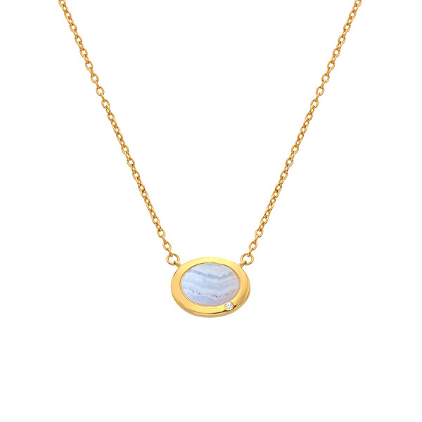Elegantní pozlacený náhrdelník s achátem a diamantem Gemstones DN202