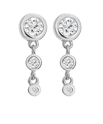 Eleganti orecchini pendenti in argento con diamanti Tender DE748