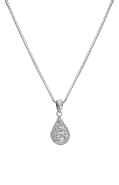 Elegantní stříbrný náhrdelník s diamantem a topazy Glimmer DP913 (řetízek, přívěsek)