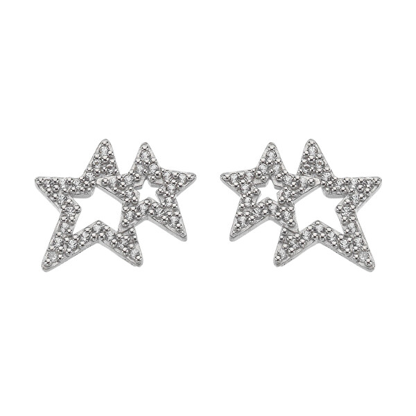 Hvězdičkové stříbrné náušnice s diamantem a topazy Shimmer DE875