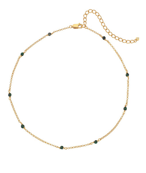 Jemný pozlacený náhrdelník s malachity a diamantem Jac Jossa Hope DN154/DN155