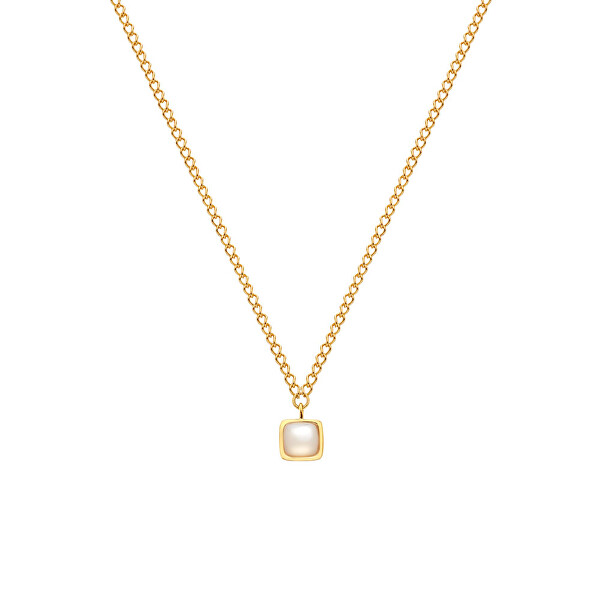 Jemný pozlátený náhrdelník s perleťou a diamantom Gemstones DN198