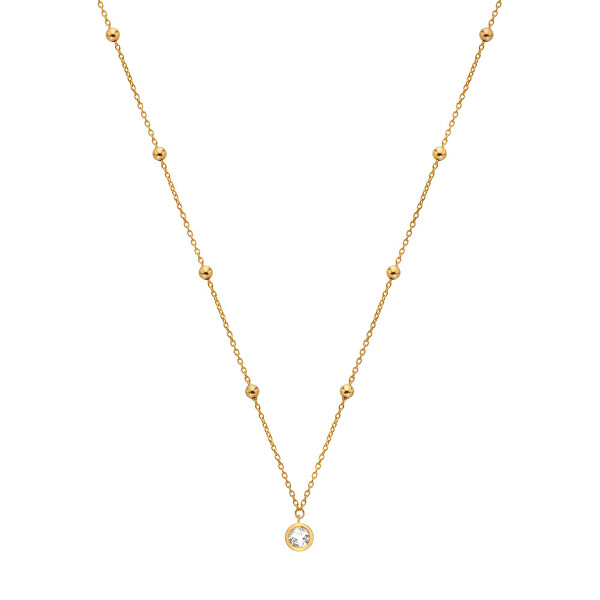 Jemný pozlátený náhrdelník s topazom a diamantom Gemstones DN196