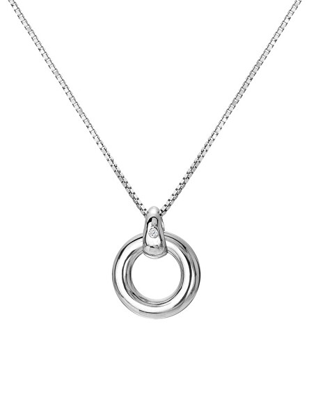 Colier minimalist din argint cu diamante  Forever DP900 (lanț, pandantiv)