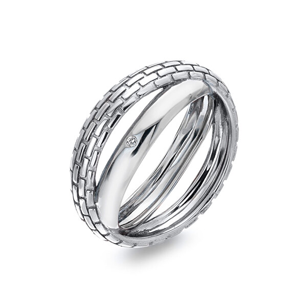 Eredeti ezüst gyémánt gyűrű Woven DR235