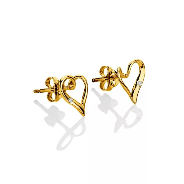 Pozlacené náušnice Hot Diamonds X Golden Edit Heart DE848