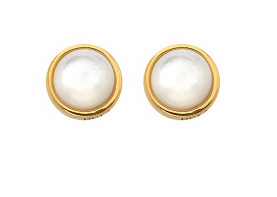 Vergoldete Ohrringe mit Diamanten und Perlen Jac Jossa Soul DE755