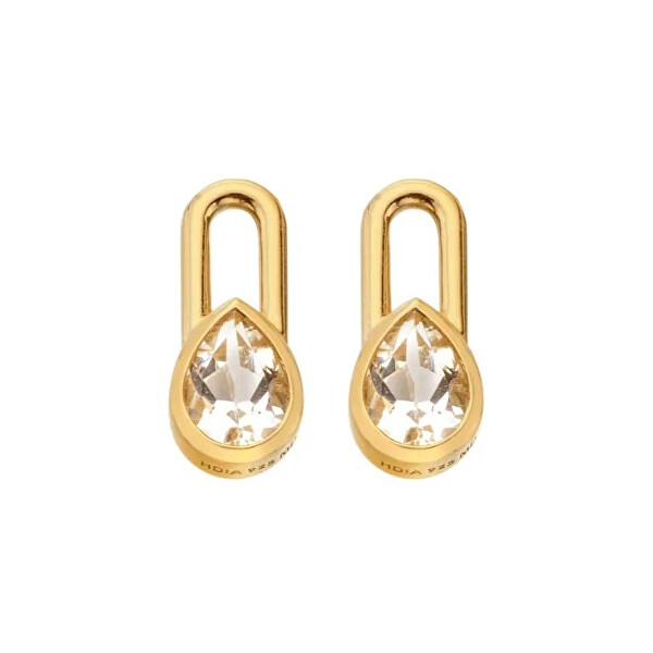 Pozlacené náušnice s diamanty a topazy Solitaire DE880