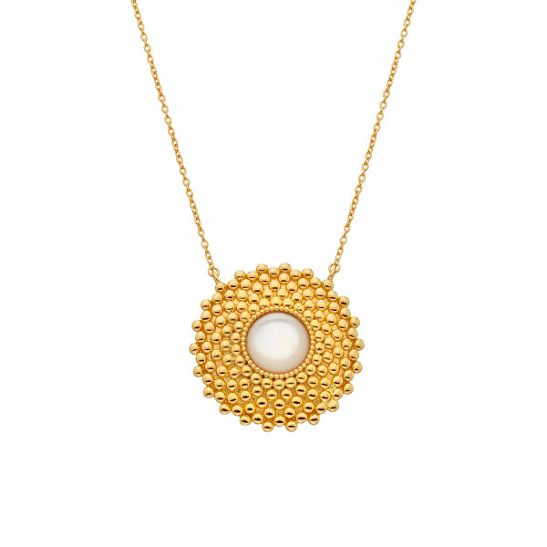 Pozlacený náhrdelník s diamantem a perletí Jac Jossa Soul DN193 (řetízek, přívěsek)