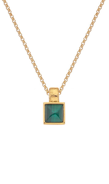 Pozlacený náhrdelník s malachitem a diamantem Jac Jossa Hope DP844 (řetízek, přívěsek)