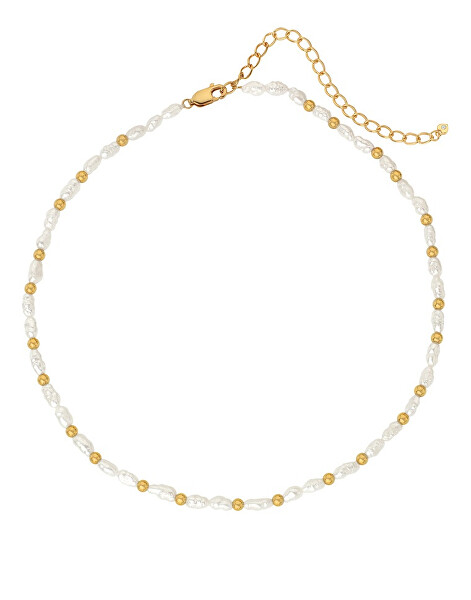Pozlátený perličkový náhrdelník s diamantom Jac Jossa Soul DN156/DN157