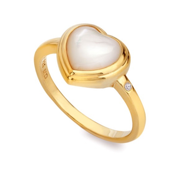 Vergoldeter Ring mit einem Diamanten und Perlmutt Jac Jossa Soul DR284