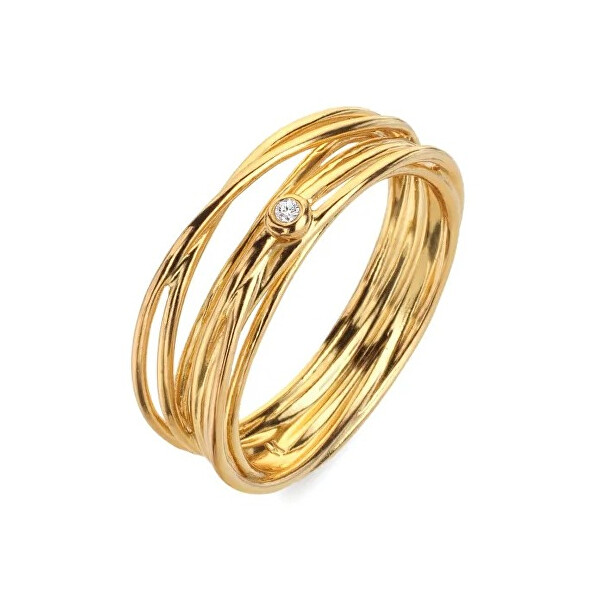 Pozlátený prsteň s prírodným diamantom String DR326