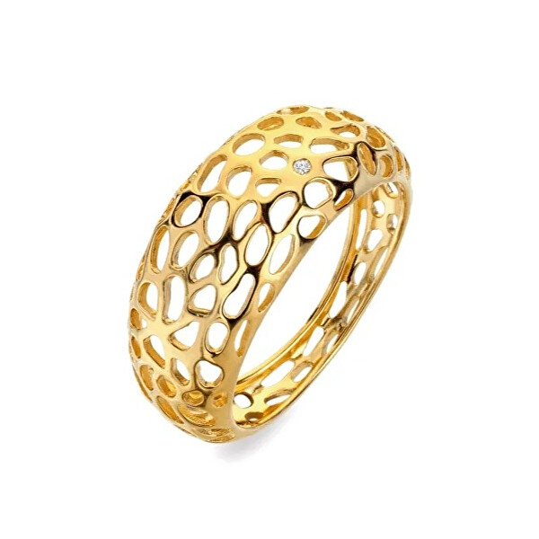 Pozlacený výrazný prsten s diamantem Orb DR323