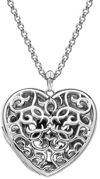 Nežný náhrdelník pre ženy Large Heart Filigree Locket DP669 (retiazka, prívesok)