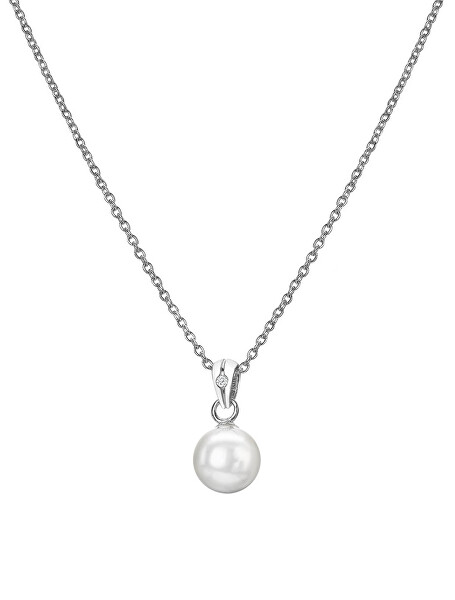 Affascinante collana in argento con diamanti e perlina Diamond Amulets DP895 (catenina, pendente)