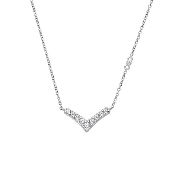 Trblietavý strieborný náhrdelník s diamantom Lustre DN231