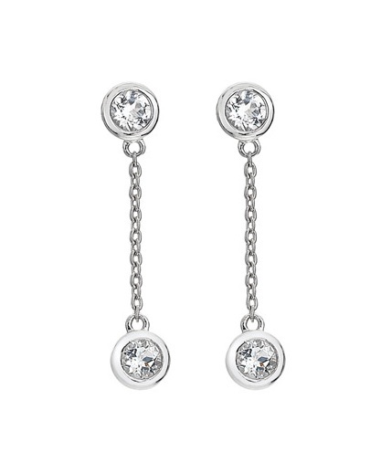 Eleganti orecchini pendenti in argento con diamanti Tender DE750