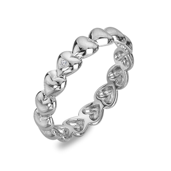 Srdíčkový stříbrný prsten s diamantem Serenity DR310