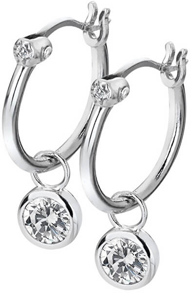 Silberne runde Ohrringe mit Diamanten 2in1 Hoops Topaz DE628
