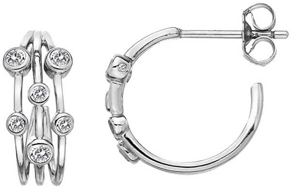 Silberne runde Ohrringe mit Diamanten Tender DE641