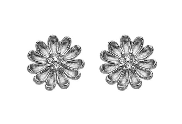 Stříbrné květinové náušnice se zirkony Thank You Silver Whisper SWE012