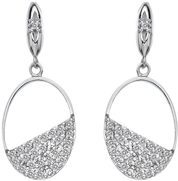 Ezüst, ovális fülbevalók gyémántokkal Horizon Topaz DE622