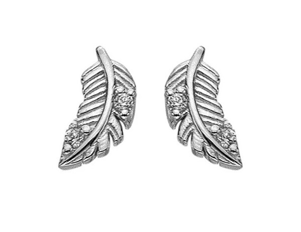 Stříbrné náušnice Pírko s kubickými zirkony Silver Whisper SWE008