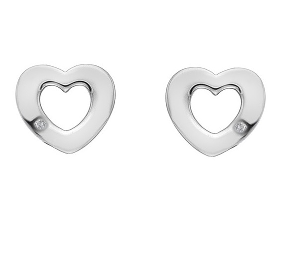 Ezüst szív fülbevaló valódi gyémántokkal Amulets DE616