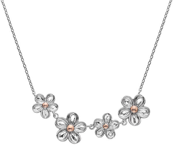 Stříbrný květinový náhrdelník s diamantem Forget me not DN140
