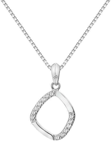 Strieborný náhrdelník s diamantom Behold DP782 (retiazka, prívesok)