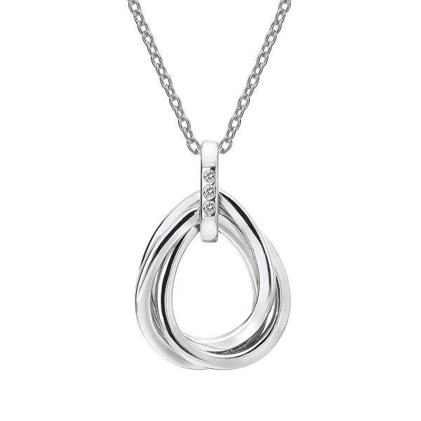 Strieborný náhrdelník s diamantmi Trio Teardrop DP779 (retiazka, prívesok)