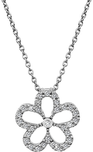 Strieborný náhrdelník s pravým diamantom Daisy DP720 (retiazka, prívesok)