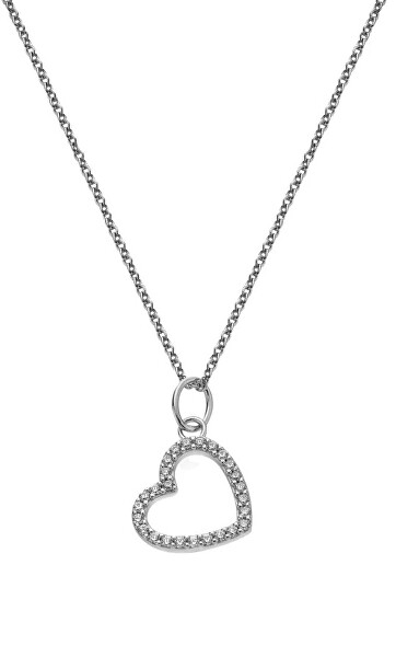 Stříbrný náhrdelník Srdíčko se zirkony Silver Whisper SWP004 (řetízek, přívěsek)