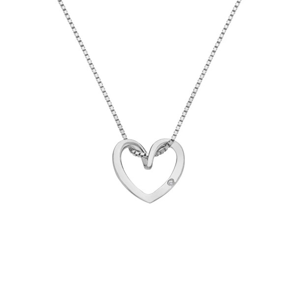 Stříbrný náhrdelník Srdce s diamantem Heart DP1089 (řetízek, přívěsek)