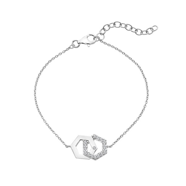 Stříbrný náramek s diamantem a topazy Hexagon DL719